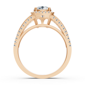 Zarter Halo Diamant Verlobungsring aus 14 Karat Roségold