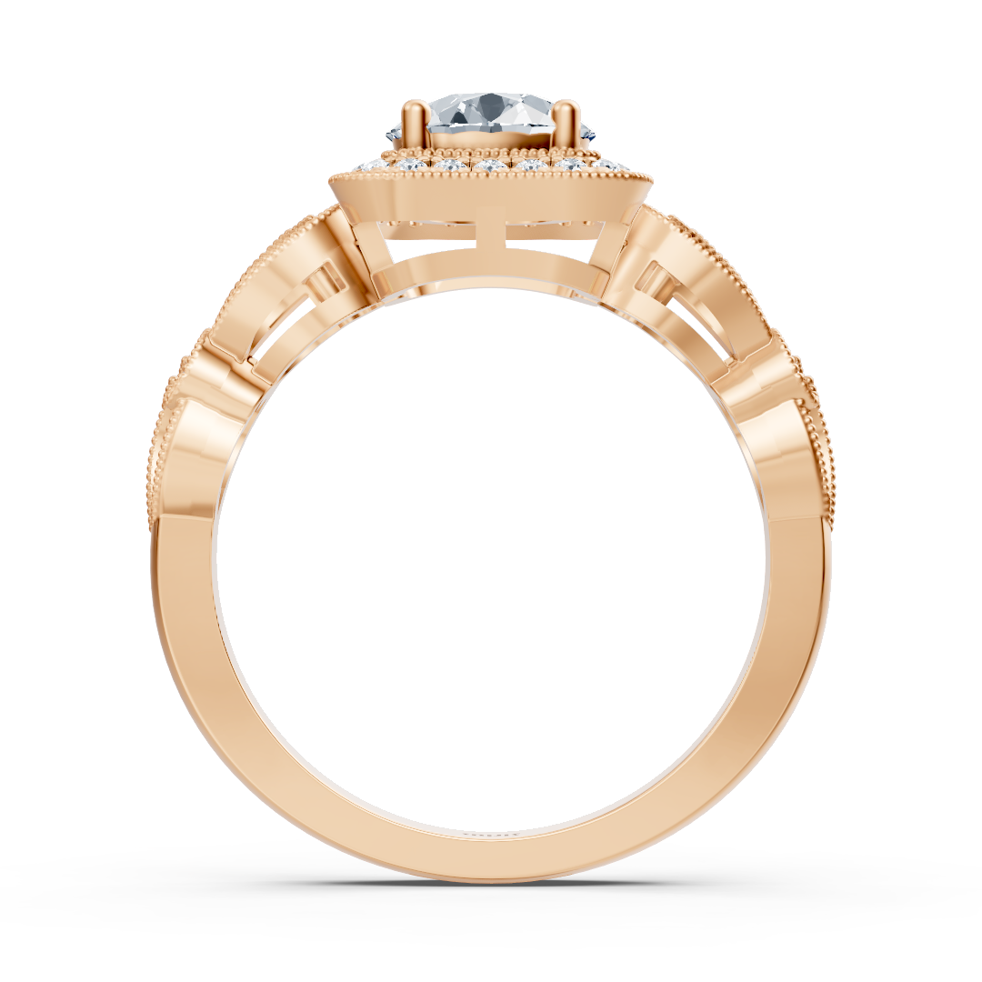 Vintage Elegance 14 Karat Roségold Weisstopas Diamantring