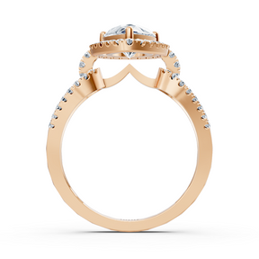 Majestic Pear 14k rose gold marquise diamond ring