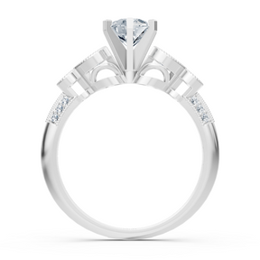 1.01ct Rund  Diamant Vintage Verlobungsring in Weißgold