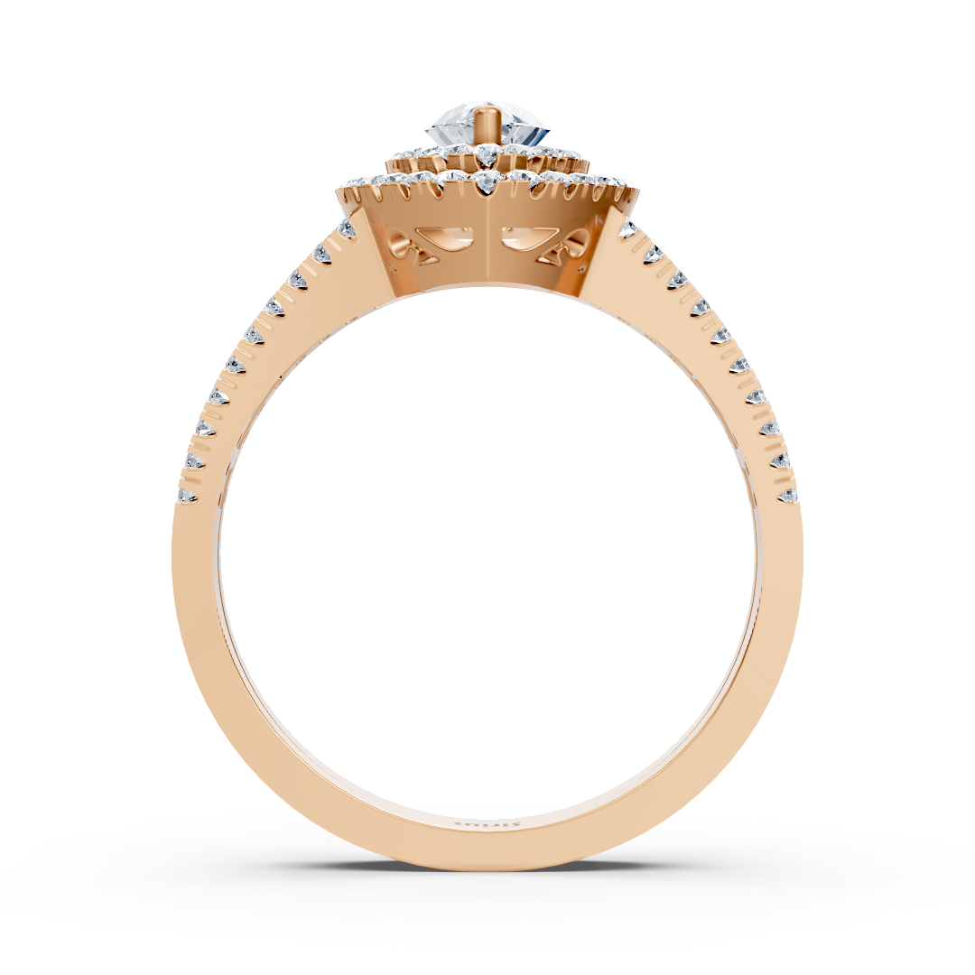 14 Karat Roségold Doppel-Halo Ovalschliff Diamant & Saphir Verlobungsring