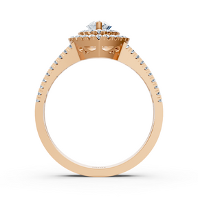 14 Karat Roségold Doppel-Halo Ovalschliff Diamant & Saphir Verlobungsring