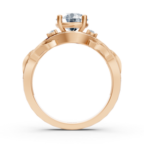 Rosegold Weisstopas Diamant Verlobungsring "Romantische Blätter"