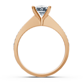 Roségold Diamant Solitärring Prinzessschliff mit Akzenten
