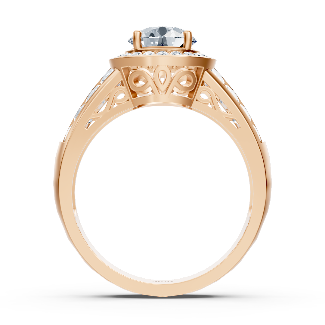 14 Karat Roségold Solitär Diamant Verlobungsring mit Akzentsteinen