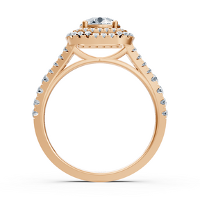 14 Karat Roségold Doppel Halo Diamant Verlobungsring
