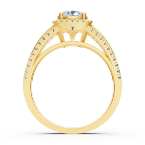Zarter Halo Diamant Verlobungsring aus 14 Karat Gelbgold