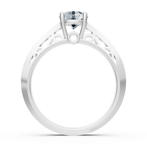 White gold diamond solitaire ring with accent diamonds