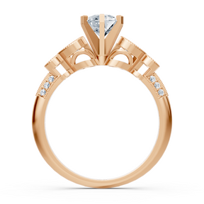 1.01ct Rund  Diamant Vintage Verlobungsring in Rosegold