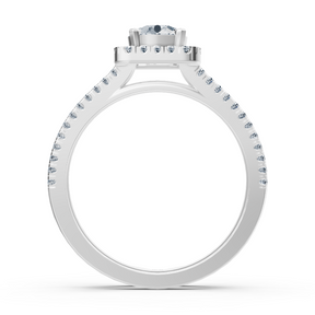 bague halo en or blanc et diamants