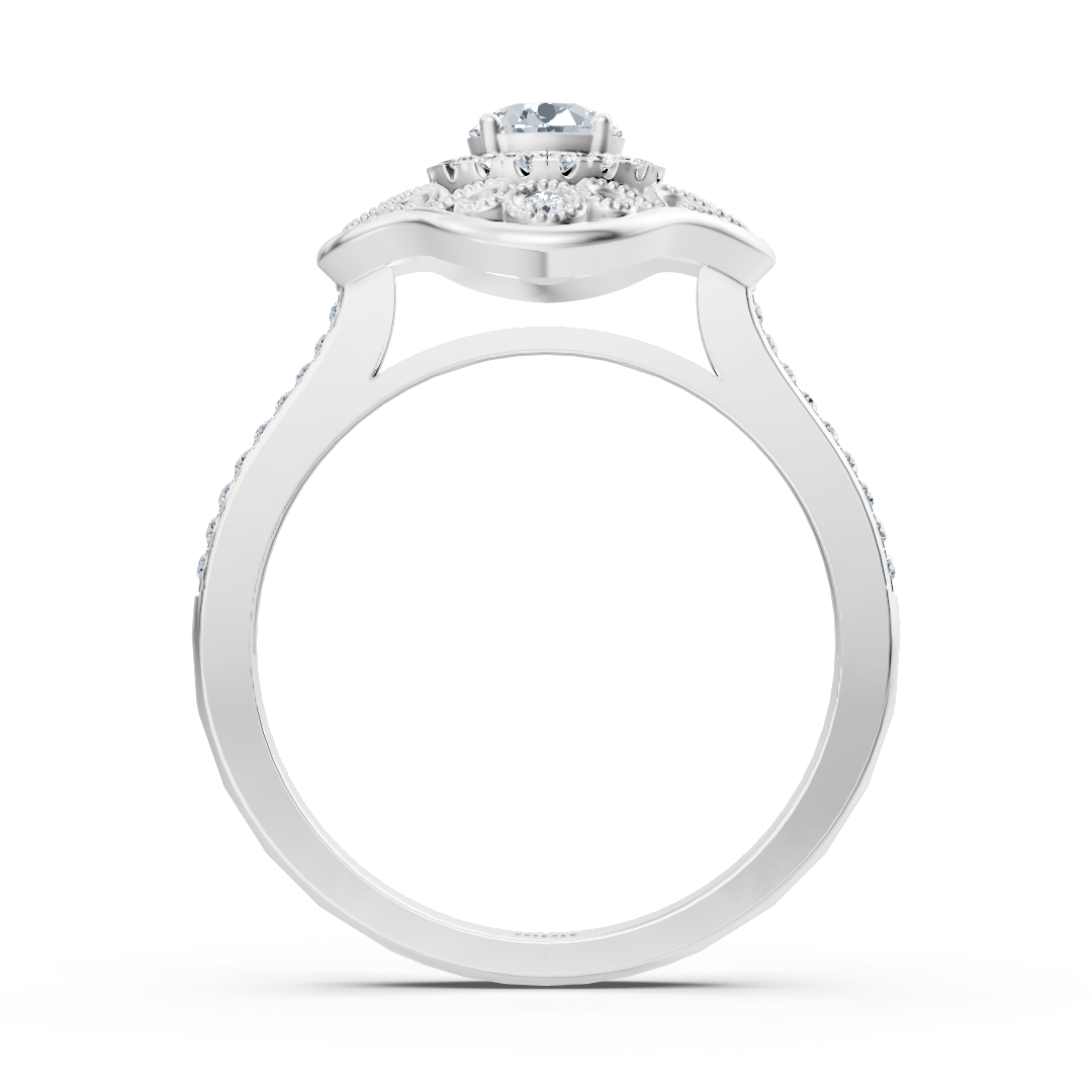 Bague Blooming Brilliance en or blanc 14 carats avec diamants en forme de fleur