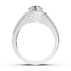 Bague triple couche en or blanc 14 carats avec diamants