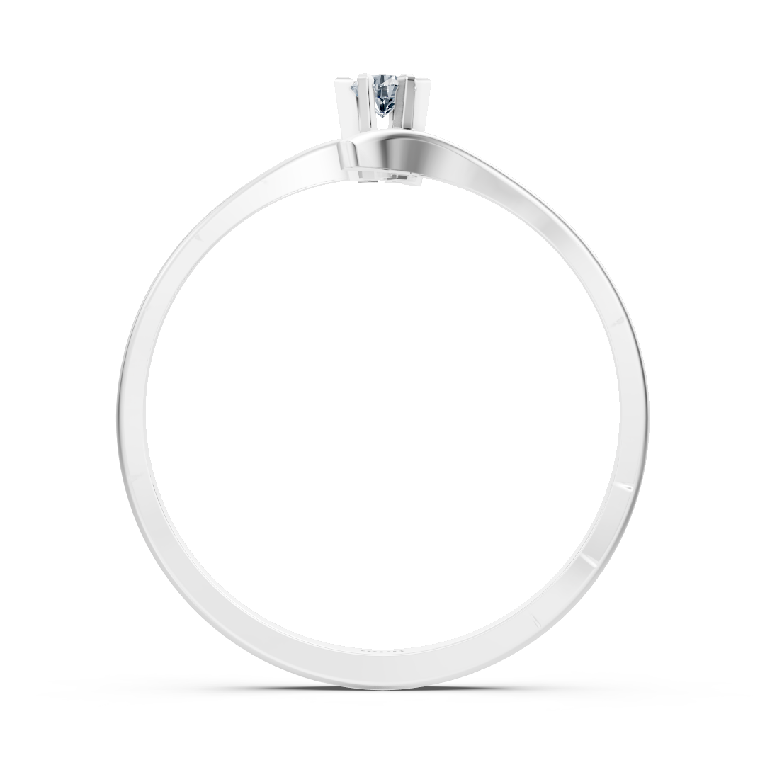 Bague solitaire en or blanc et diamant simple