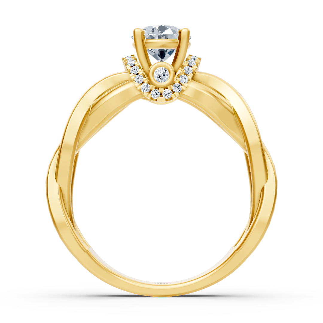 Yellow Gold Diamond Twist Engagement Ring - Solitaire Design