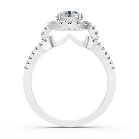 Halo diamond engagement ring in 14-carat white gold