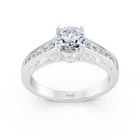 White gold diamond solitaire ring with accent diamonds