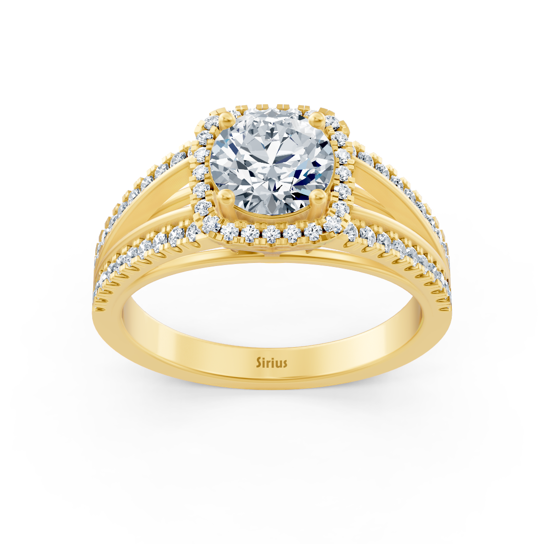 Zarter Halo Diamant Verlobungsring aus 14 Karat Gelbgold