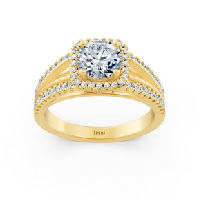 Zarter Halo Diamant Verlobungsring aus 14 Karat Gelbgold