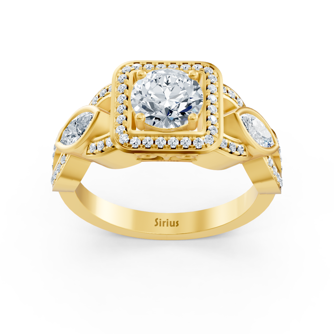 Graceful Marquise 14k Yellow Gold Diamond Ring