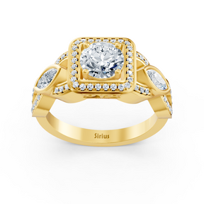Graceful Marquise 14k Yellow Gold Diamond Ring