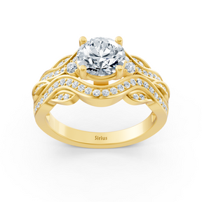 Bague de fiançailles en or jaune et diamants « Feuilles romantiques »