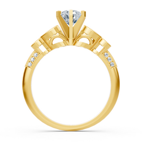 Bague de fiançailles vintage en or jaune avec diamant rond de 1,01 ct