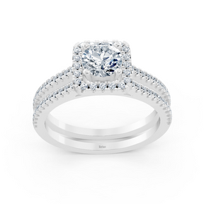 bague halo en or blanc et diamants