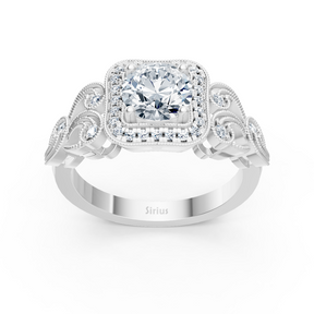 Vintage Romance 14 Karat Weissgold Weisstopas Diamantring