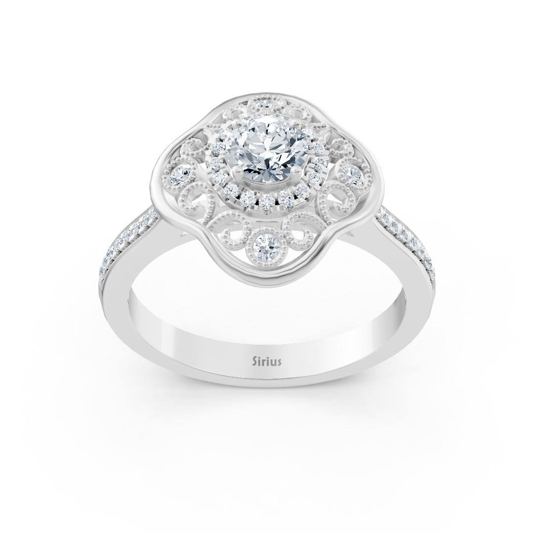 Bague Blooming Brilliance en or blanc 14 carats avec diamants en forme de fleur