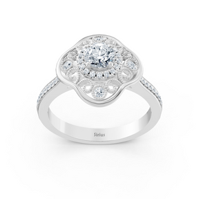 Bague Blooming Brilliance en or blanc 14 carats avec diamants en forme de fleur