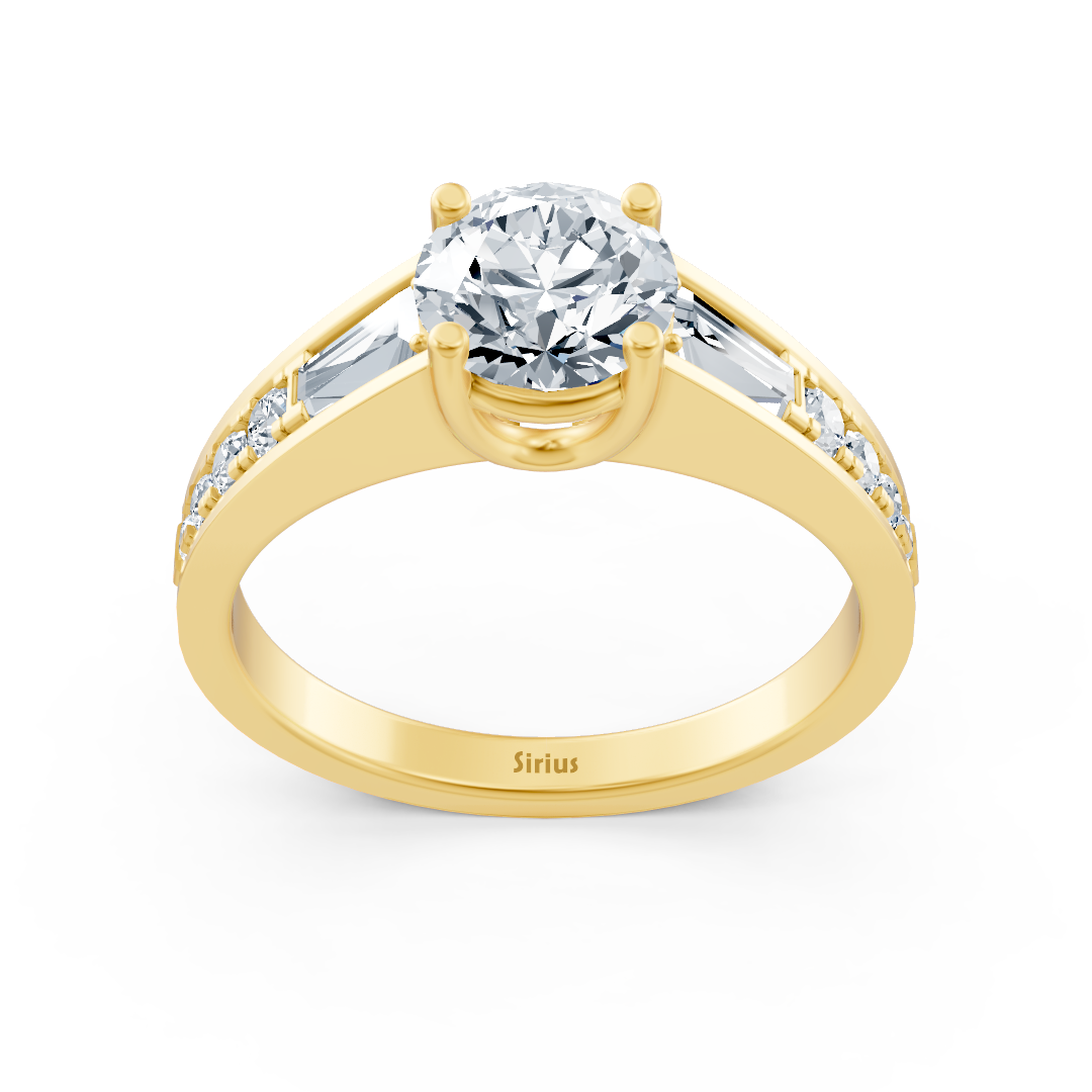 Yellow gold diamond ring with accent diamonds - 1.62ct total weight
