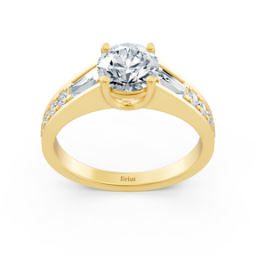 Bague en or jaune avec diamants accentués - poids total de 1,62 ct