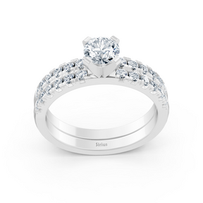 White gold diamond stacking ring with side ring