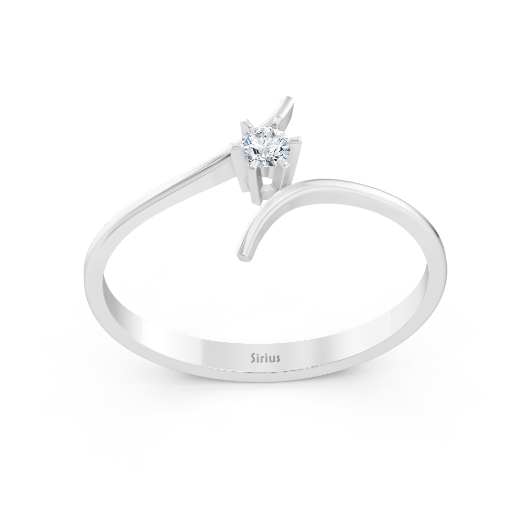Bague solitaire en or blanc et diamant simple