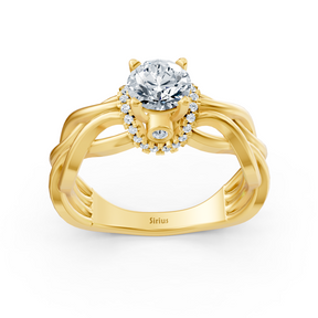 Gelbgold Diamant Twist Verlobungsring - Solitär Design