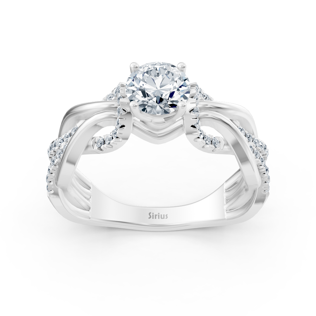Bague de fiançailles en or blanc et diamants « Chemin entrelacé »