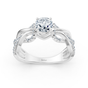 Bague de fiançailles en or blanc et diamants « Chemin entrelacé »