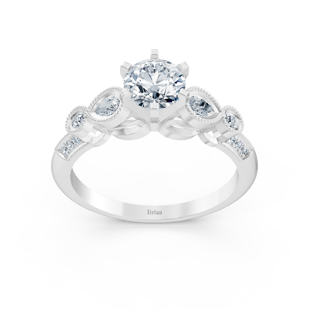 1.01ct Rund  Diamant Vintage Verlobungsring in Weißgold