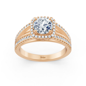 Zarter Halo Diamant Verlobungsring aus 14 Karat Roségold