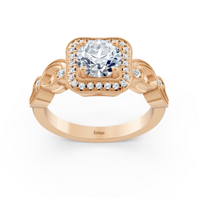 Vintage Elegance 14 Karat Roségold Weisstopas Diamantring