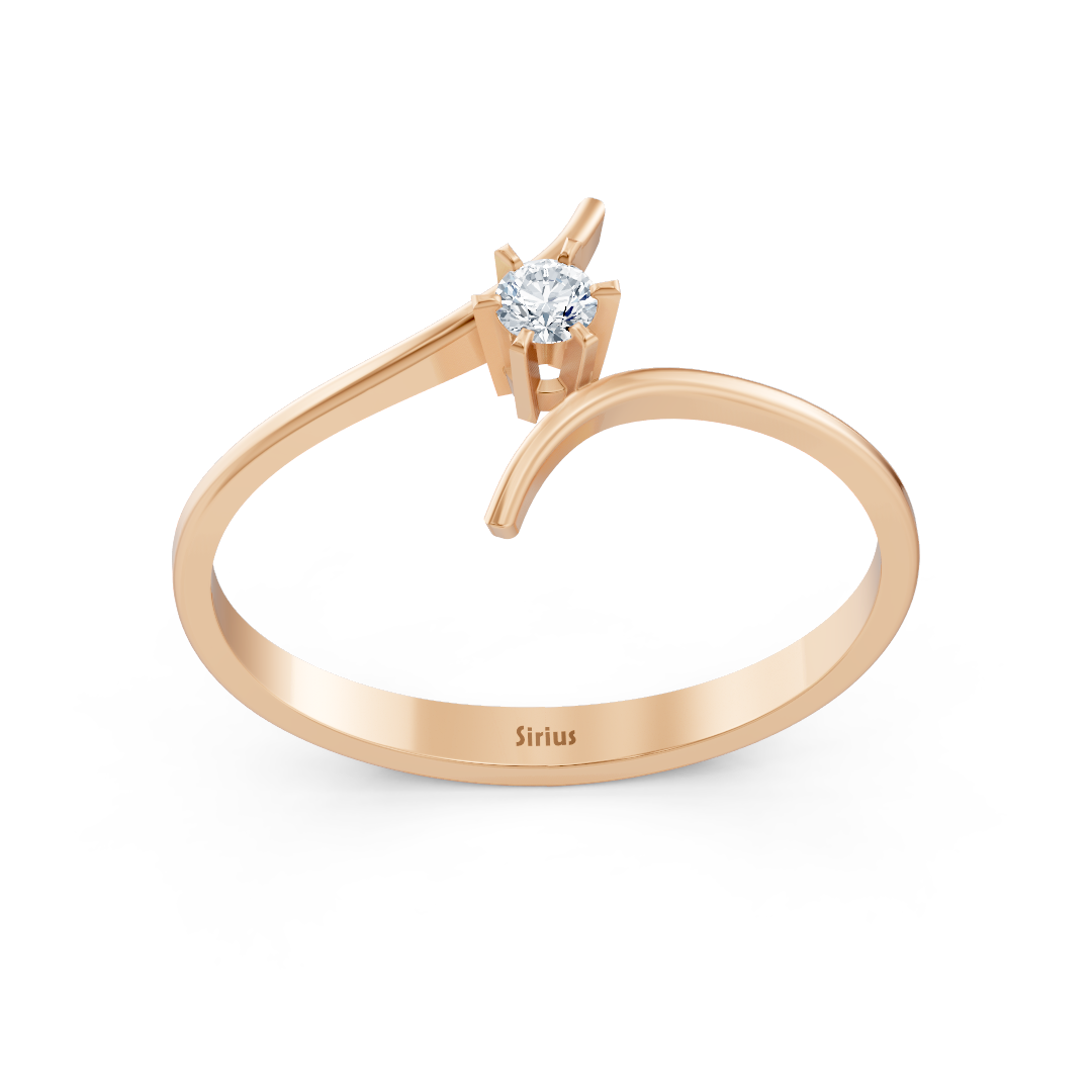 Roségold Diamant Solitärring Schlicht