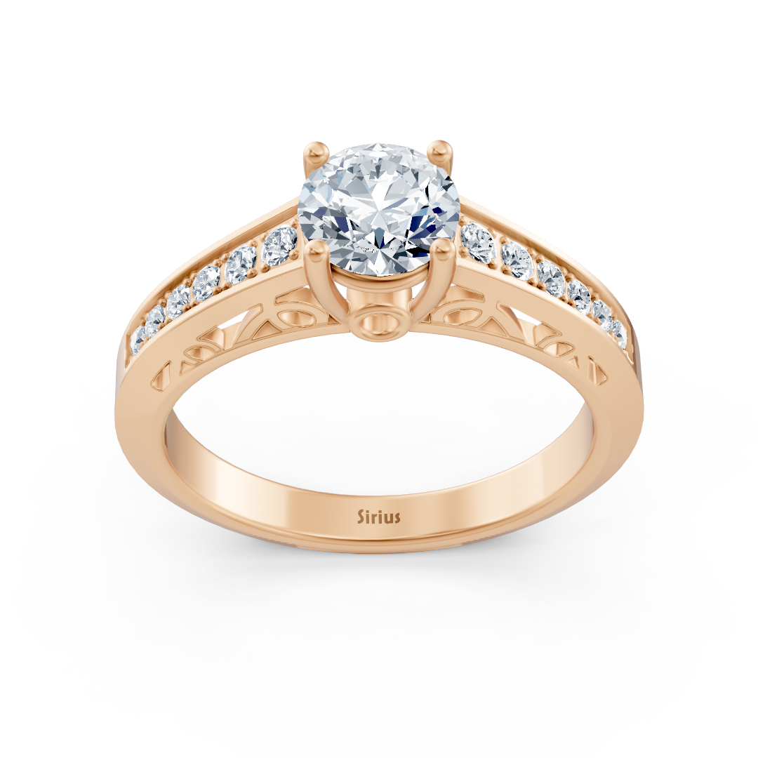 Roségold Diamant Weisstopas Solitärring mit Akzent Diamanten
