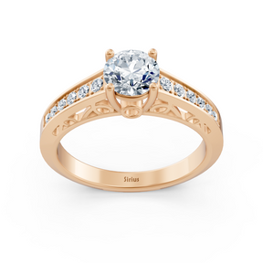 Roségold Diamant Weisstopas Solitärring mit Akzent Diamanten
