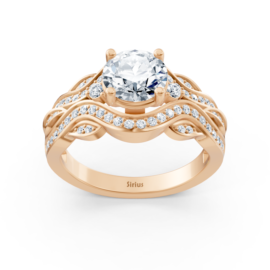 Rosegold Weisstopas Diamant Verlobungsring "Romantische Blätter"