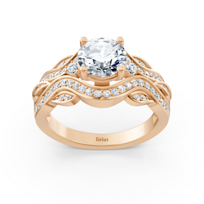 Rosegold Weisstopas Diamant Verlobungsring "Romantische Blätter"
