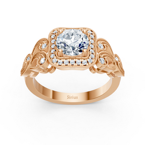 Bague Vintage Romance en or rose 14 carats avec diamants