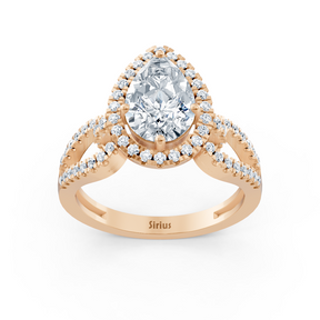 Majestic Pear 14k rose gold marquise diamond ring