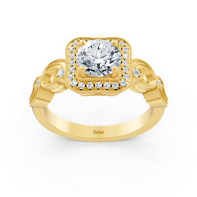 Bague Vintage Elegance en or jaune 14 carats avec diamants