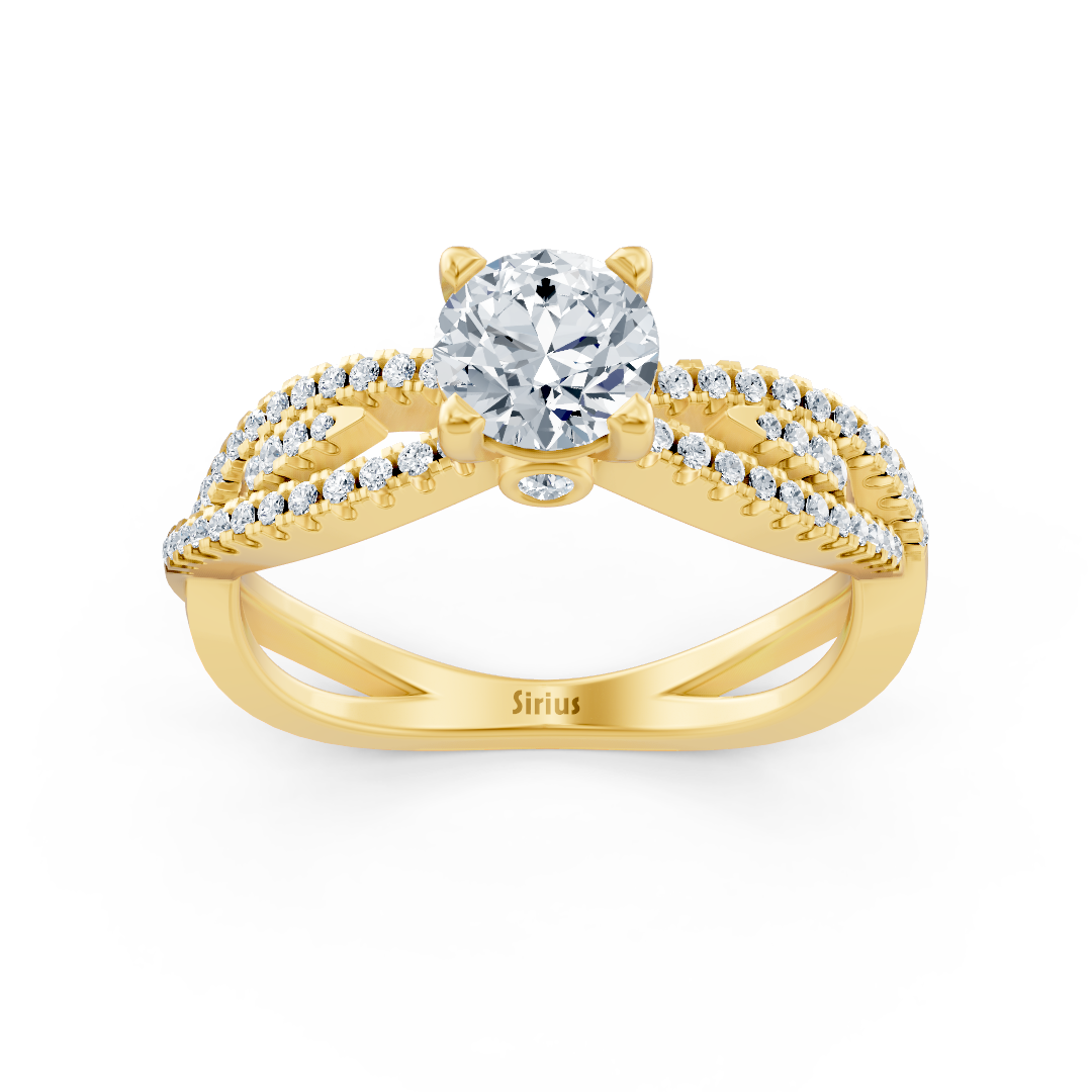 Yellow gold diamond engagement ring "Open Band"