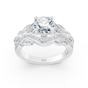 White gold diamond engagement ring "Romantic Leaves"